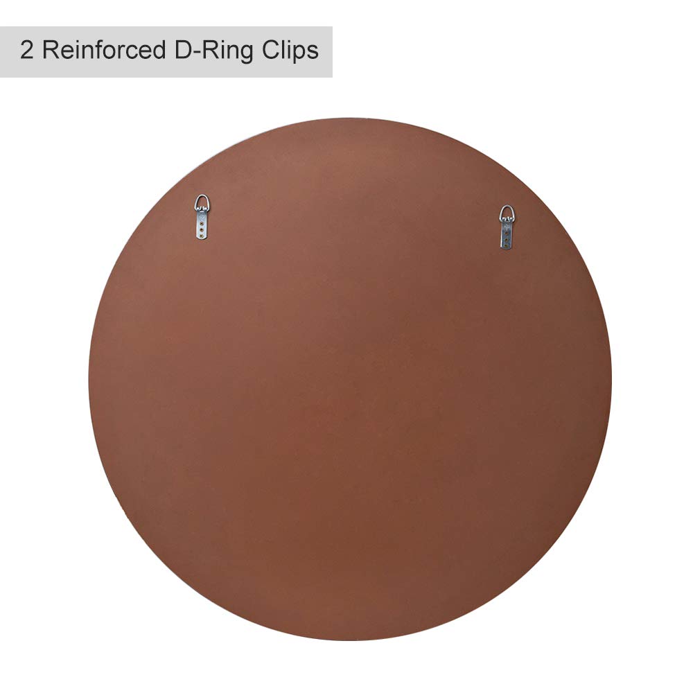 Chende 30'' Round Mirror with Wood Frame, Large Decorative Mirror for Wall, Farmhouse Bathroom Mirror with Bronze Groove Finish for Living Room, Entryway, Bedroom