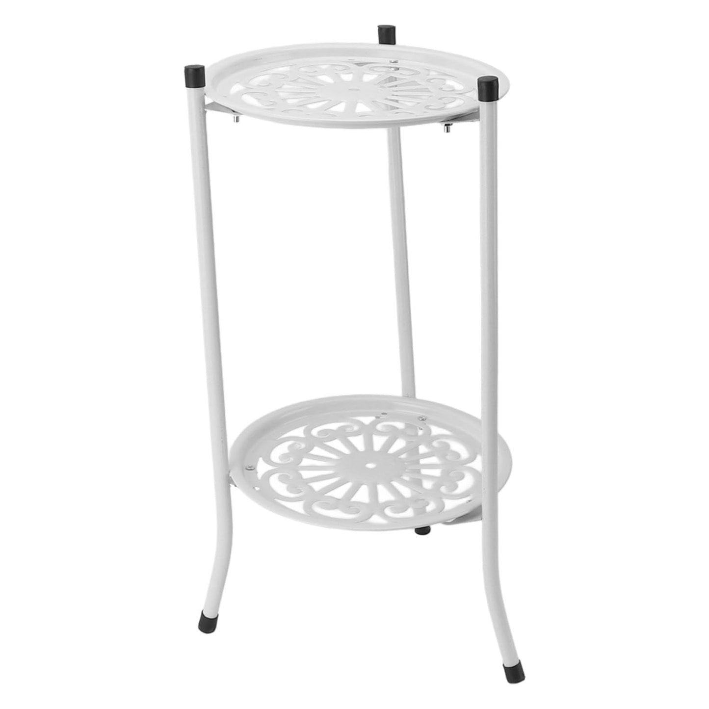 Mingzhe Iron Multifunctional Flower Rack Flower Shelf Balcony Entryway Garden 2 Tier Plant Stand (White)