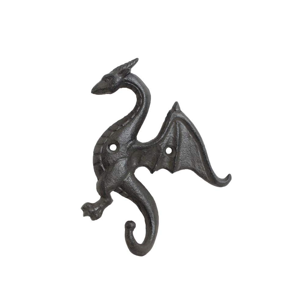 Dragon Wall Mount Hooks, Decorative Rustic Cast Iron Dragon Wall Mount Hanger Heavy Duty Shelf Bracket for Coat, Key, Hat Hanging