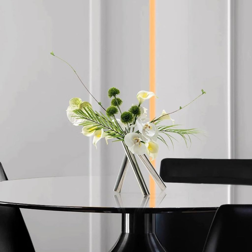 Artificial Plant Light Luxury Creative Round Tube Simulation Flower Art Decoration Sample Room Living Room Porch Flower Arrangement Simple Decoration Artificial Tree Indoor