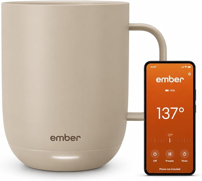 Ember Temperature Control Smart Mug 2, 14 Oz, App-Controlled Heated Coffee Mug with 80 Min Battery Life and Improved Design, Sandstone