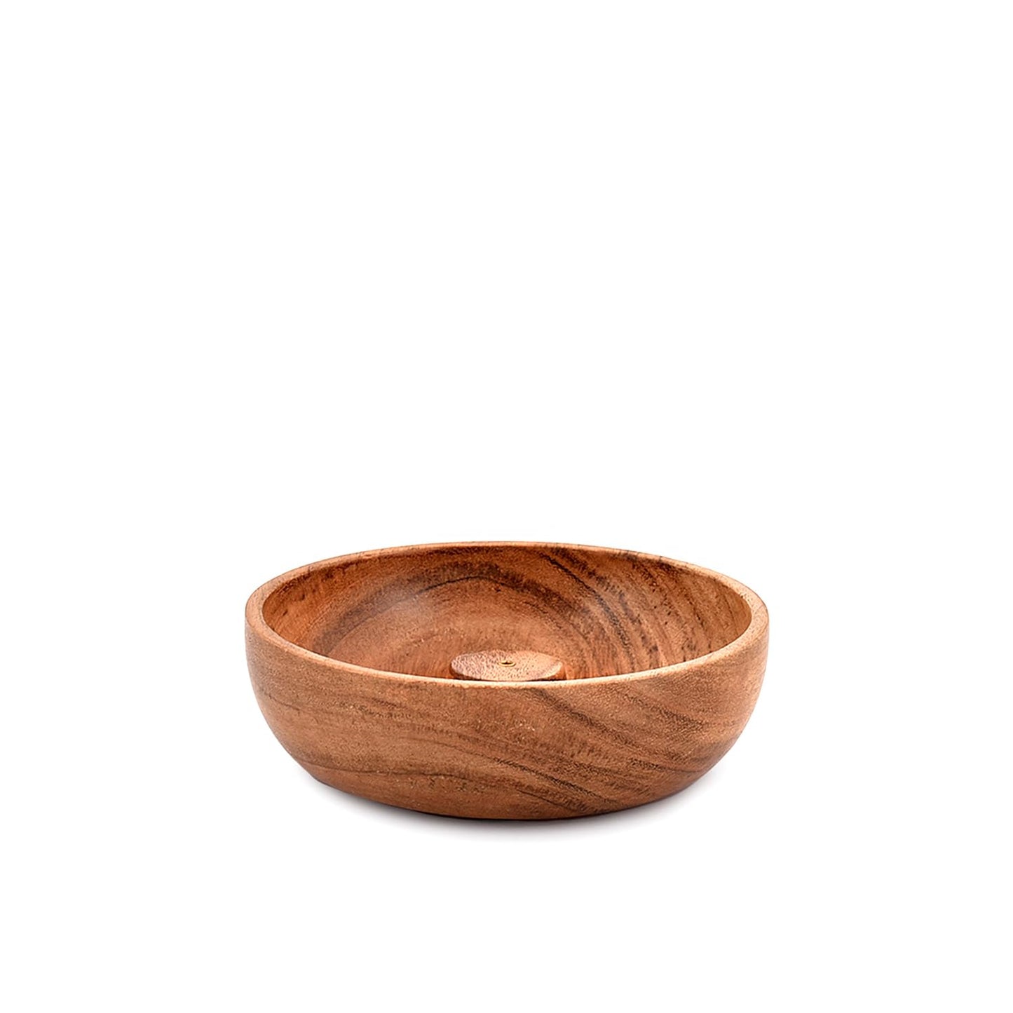 Samhita Acacia Wood Round Incense Stick Holder,Incense Burner, Ash Cather and Aromatherapy Ornament Home Décor (5" x 5" x 1.5")
