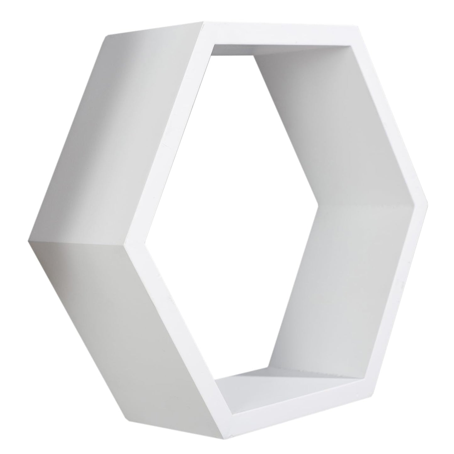 AHDECOR Hexagon Floating Shelves, Set of 3 White Hexagon Wall Shelves | Modern Honeycomb Floating Shelves for Living Room, Bedroom, Office | Hexagonal Wall Organizer Hanging Shelf