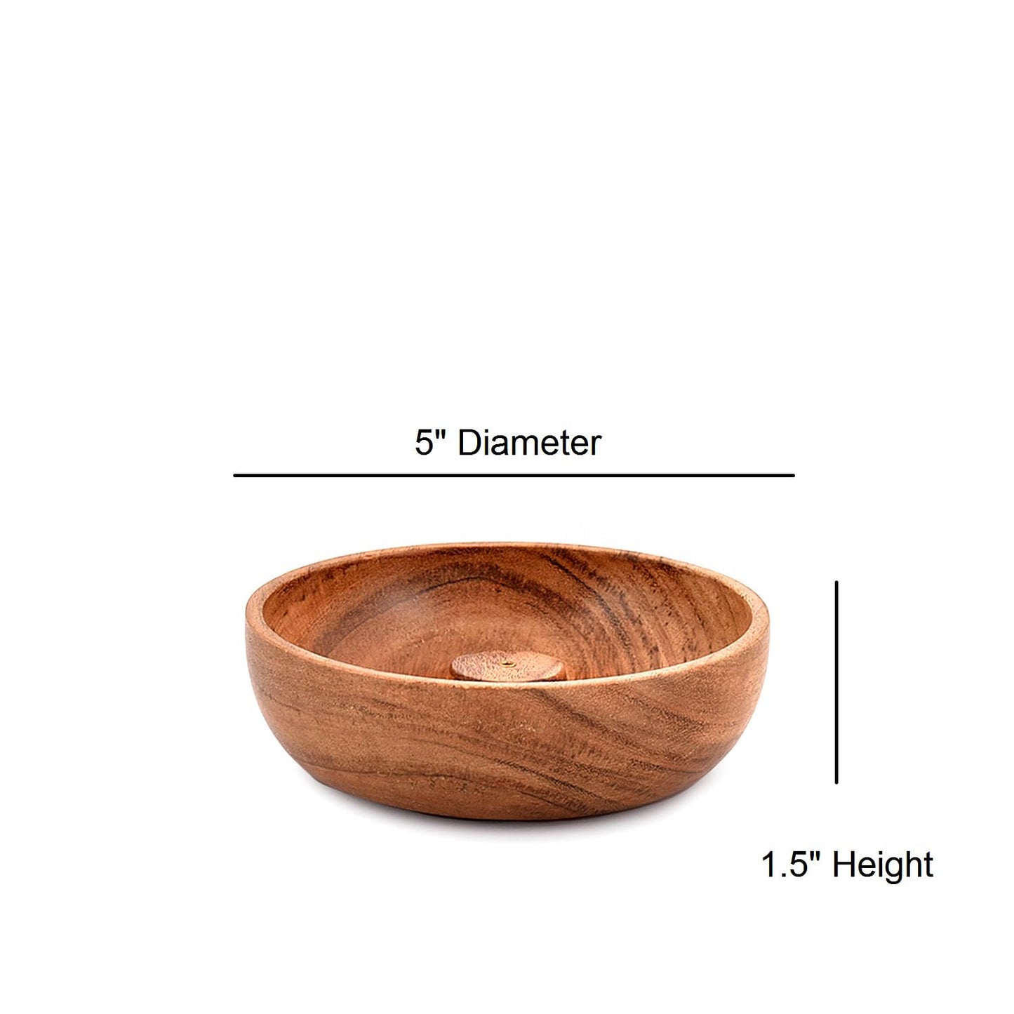 Samhita Acacia Wood Round Incense Stick Holder,Incense Burner, Ash Cather and Aromatherapy Ornament Home Décor (5" x 5" x 1.5")