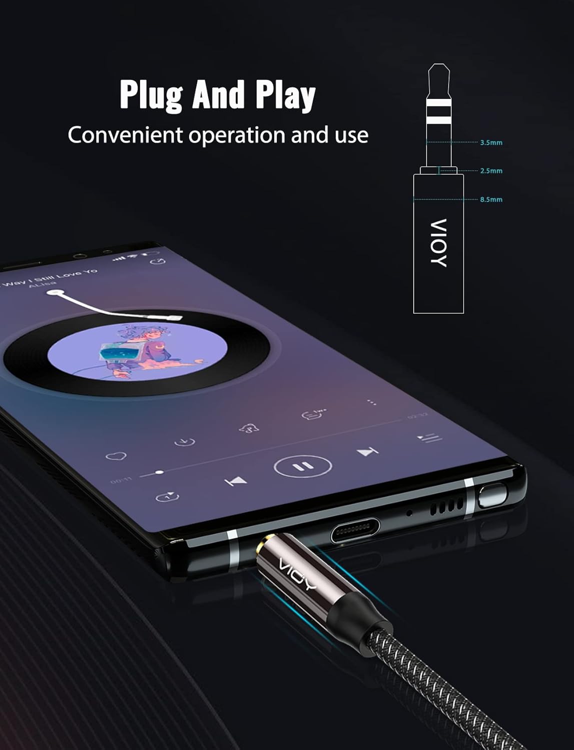 (15 3.5 mm VIOY Aux Cable ft), [Copper Shell, Hi-Fi Sound] Male to Male Braided Auxiliary Cord Compatible