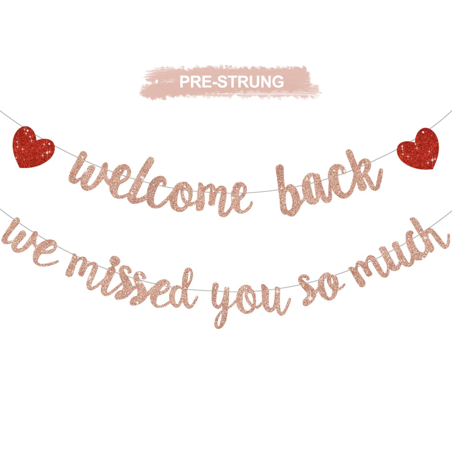 RICHHHA Rose Gold Welcome Back We Missed You So Much Banner,NO DIY,for Welcome Home Celebration Decorations Family Gathering,Back to School Events Military Homecoming Decoration