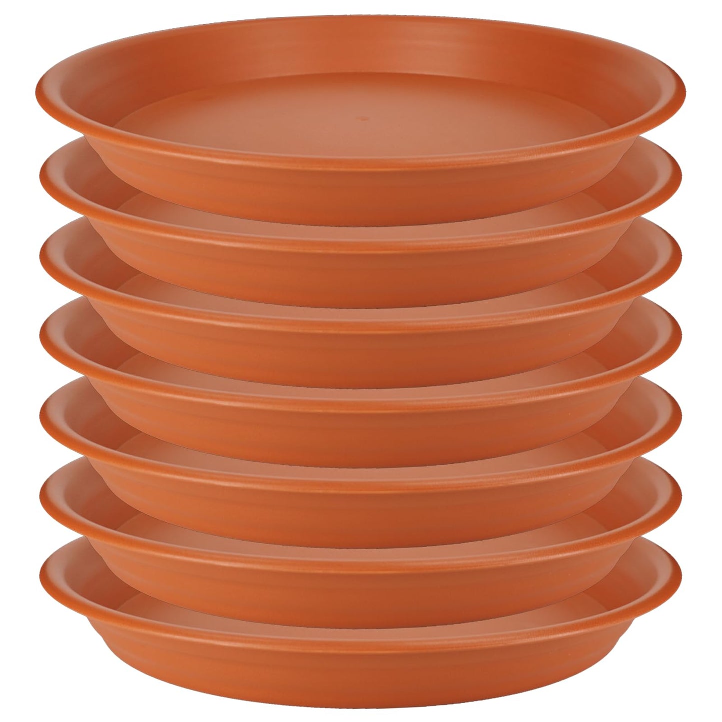 ECOESPTI 7Pcs Plant Saucer Tray, Heavy Duty Plastic Plant Drip Trays for Indoors and Outdoors, 6 8 10 12 14 16 inch Sizes, Flower Plant Water Tray Base (Brick Red 8")