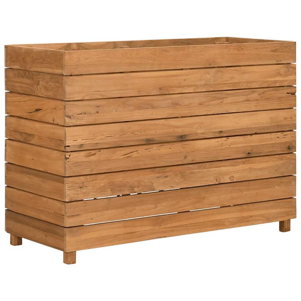 Favemtsl Large Adjustable Rustic Raised Garden Bed 39.4"x15.7"x28.3", Recycled Teak Wood Outdoor Planter Box with Steel Frame, Eco-Friendly Elevated Flower Bed for Patio Balcony Deck