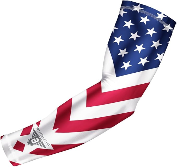 Bucwild Sports Flag Compression Arm Sleeve - Perfect for Baseball Basketball Football - Youth & Adult Sizes