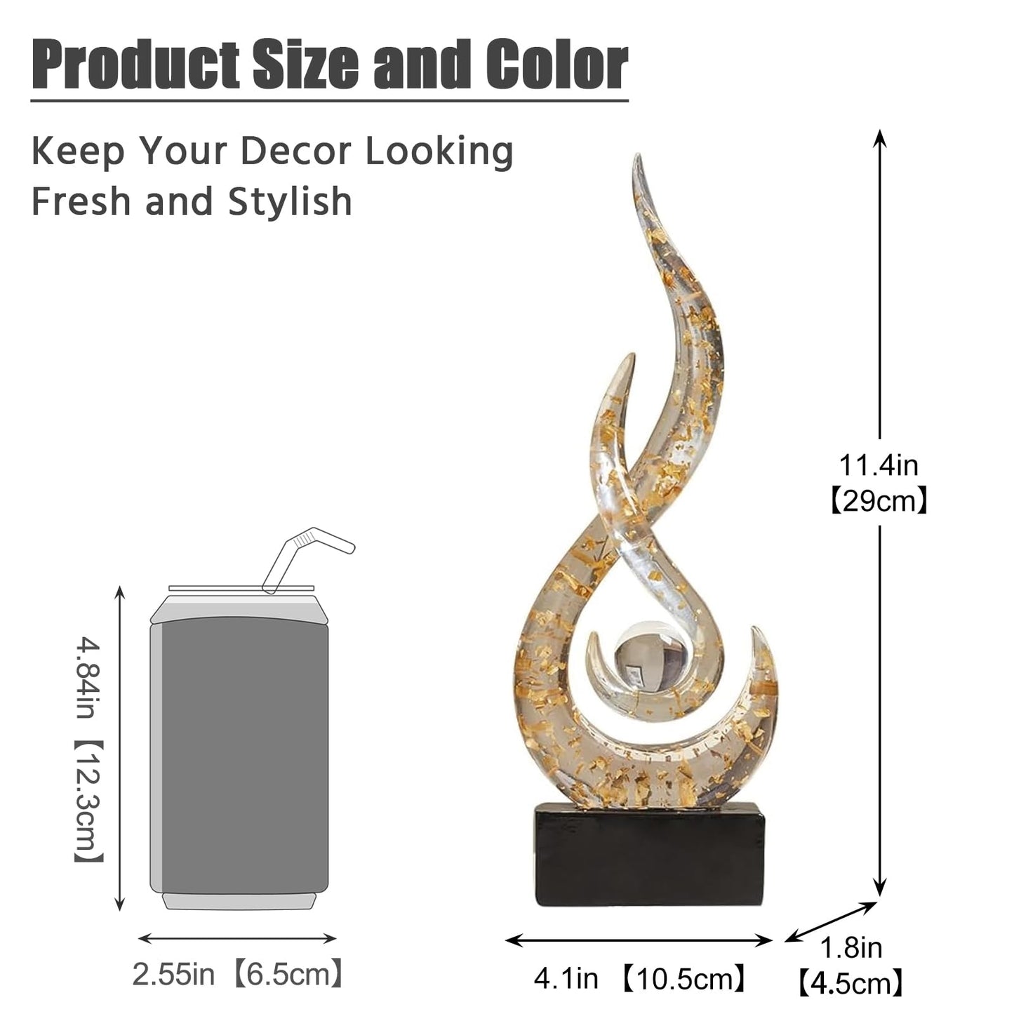 XYQXYQ Modern Abstract Art Table Decoration,Resin Flame Statue Modern Gold Centerpiece Ornaments for Living Room Great Gift Idea Home Decor,Collectibles