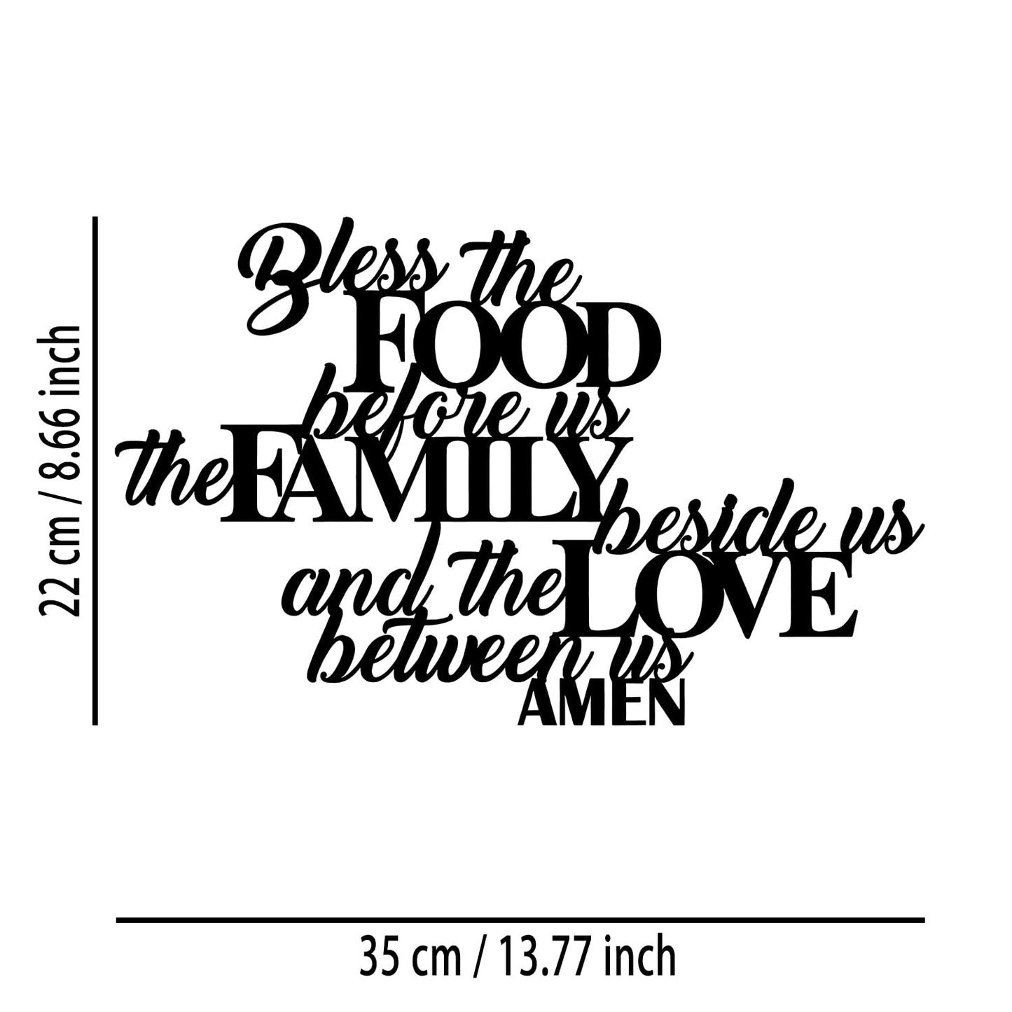 Bless the Food Metal Wall Decor - Scripture Room Decor Bible Quotes Wall Art Christian Home Decor for Living Room, Dining Room, Kitchen (Black)