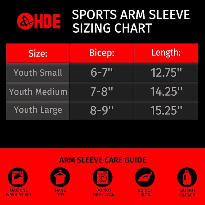 HDE Arm Compression Sleeves for Kids Basketball Shooting Sleeve - Youth Sports Football Baseball Softball - 1 Pair