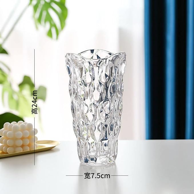 CEMABT 9.5inch 3.4 lb Glass Vases for Flowers Unbreakable Thickened Morden vase for Tables Centerpieces,Colorful,Vintage and Clear Rose Large Flower vases for Bouquet Unique Gifts（Clear）