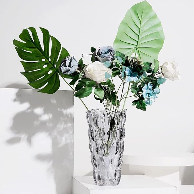 CEMABT 9.5inch 3.4 lb Glass Vases for Flowers Unbreakable Thickened Morden vase for Tables Centerpieces,Colorful,Vintage and Clear Rose Large Flower vases for Bouquet Unique Gifts（Clear）
