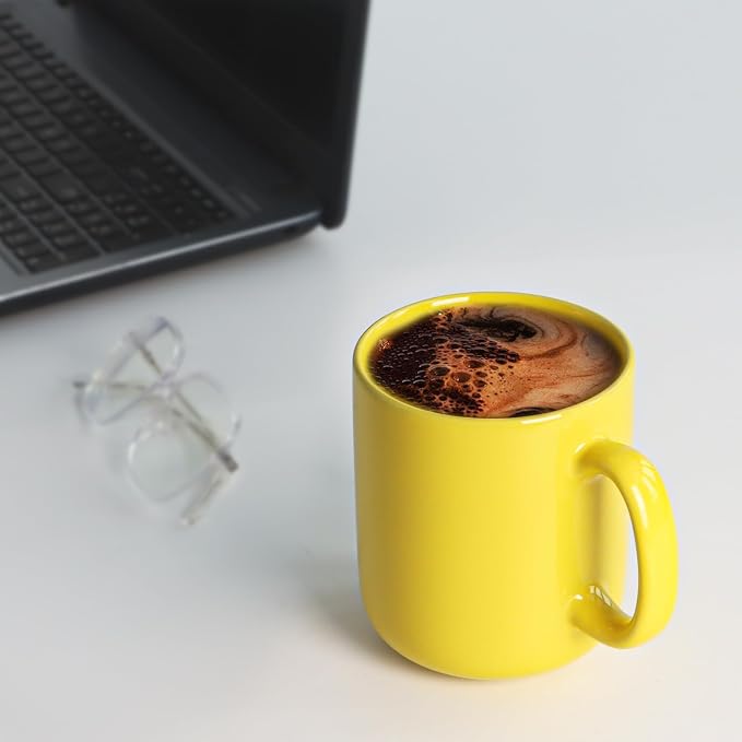 harebe 20 OZ Large Coffee Mug, Smooth Ceramic Tea Cup for Office and Home, Big Capacity with Handle, Yellow
