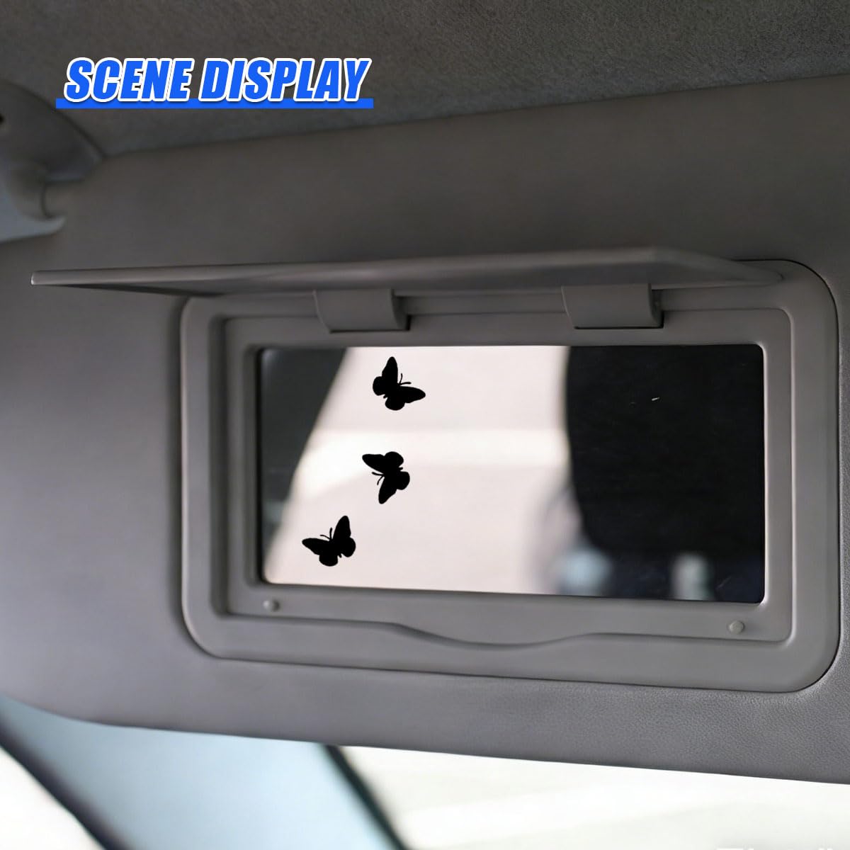 Craedli Butterfly Car Rearview Mirror Sticker Decal, Mini Waterproof Vinyl Car Window Decal Present for Women, Aesthetic Auto Interior Decoration Sticker for Computer, Water Bottle (Black)