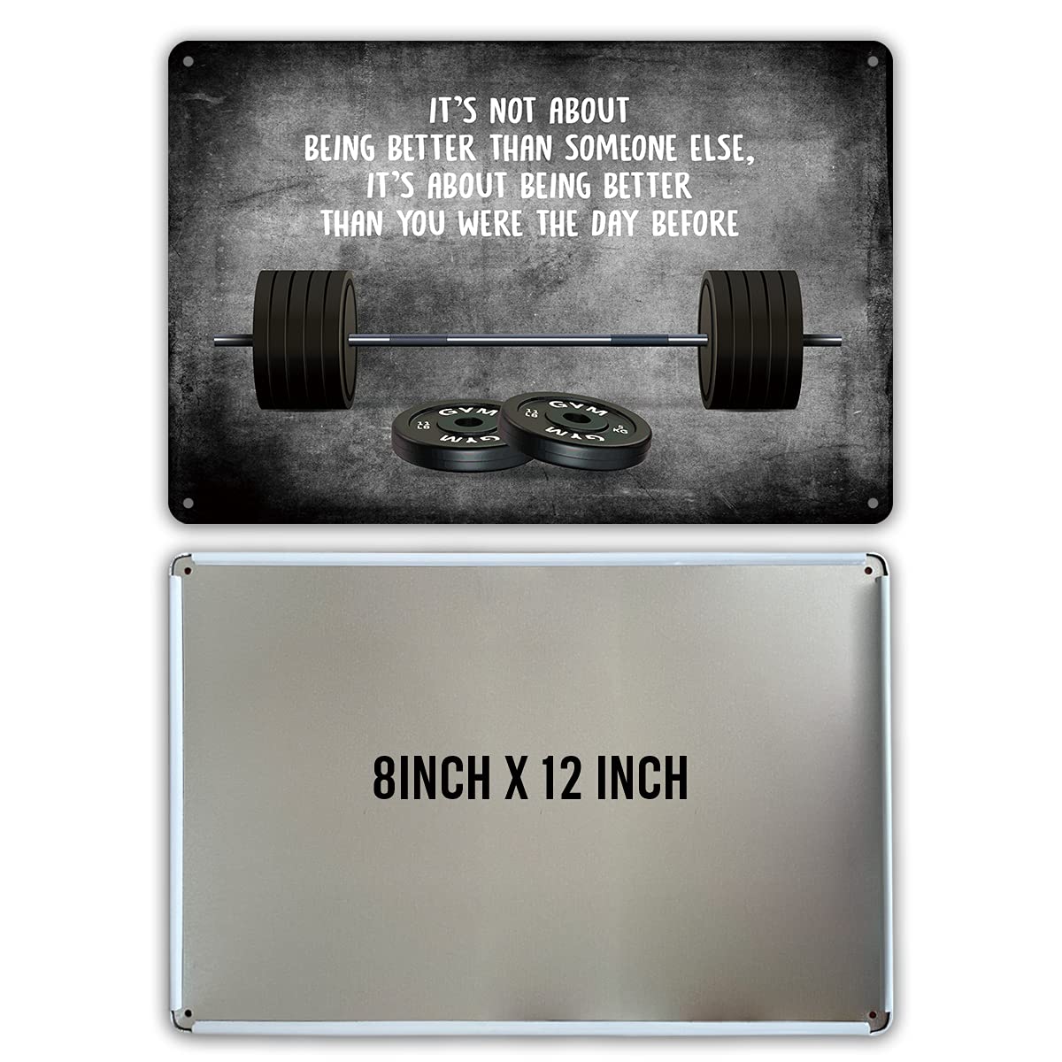 QIONGQI Motivational Quote It's Not About Being Better Than Someone Else Metal Tin Sign Wall Decor Inspirational Quote Fitness Gym Art Signs for Home Decor Gifts