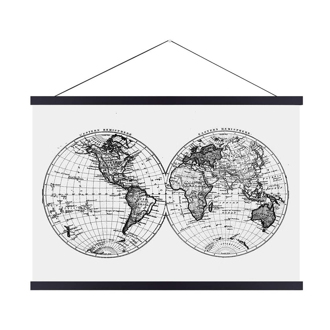 Landmass 30” Wide Black Magnetic Poster Hanger - 30x20 30x24 30x30 30x40 - Wood Hugger Frame for Posters, Prints, Photos, Pictures, Maps, Scrolls, and Artwork - Wall Hanging Wooden Frame