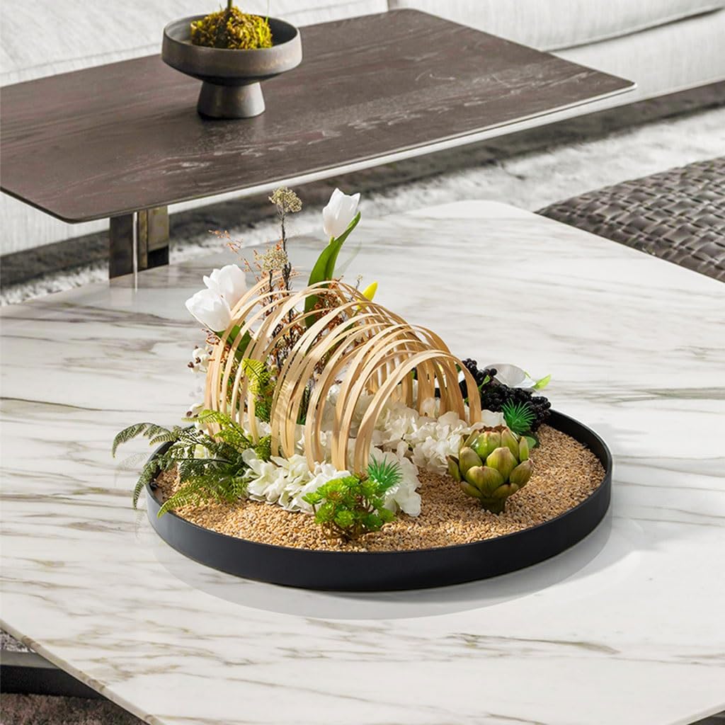 Artificial Plant Large Round Table in The Middle of The Turntable Flower Hotel Table Restaurant Light Luxury Decorations Landscape Decorations Artificial Tree Indoor(Large)