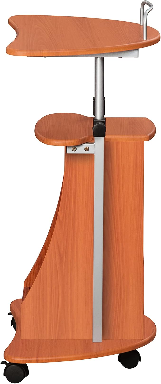 Adjustable Height Laptop Cart With Storage. Color: Woodgrain