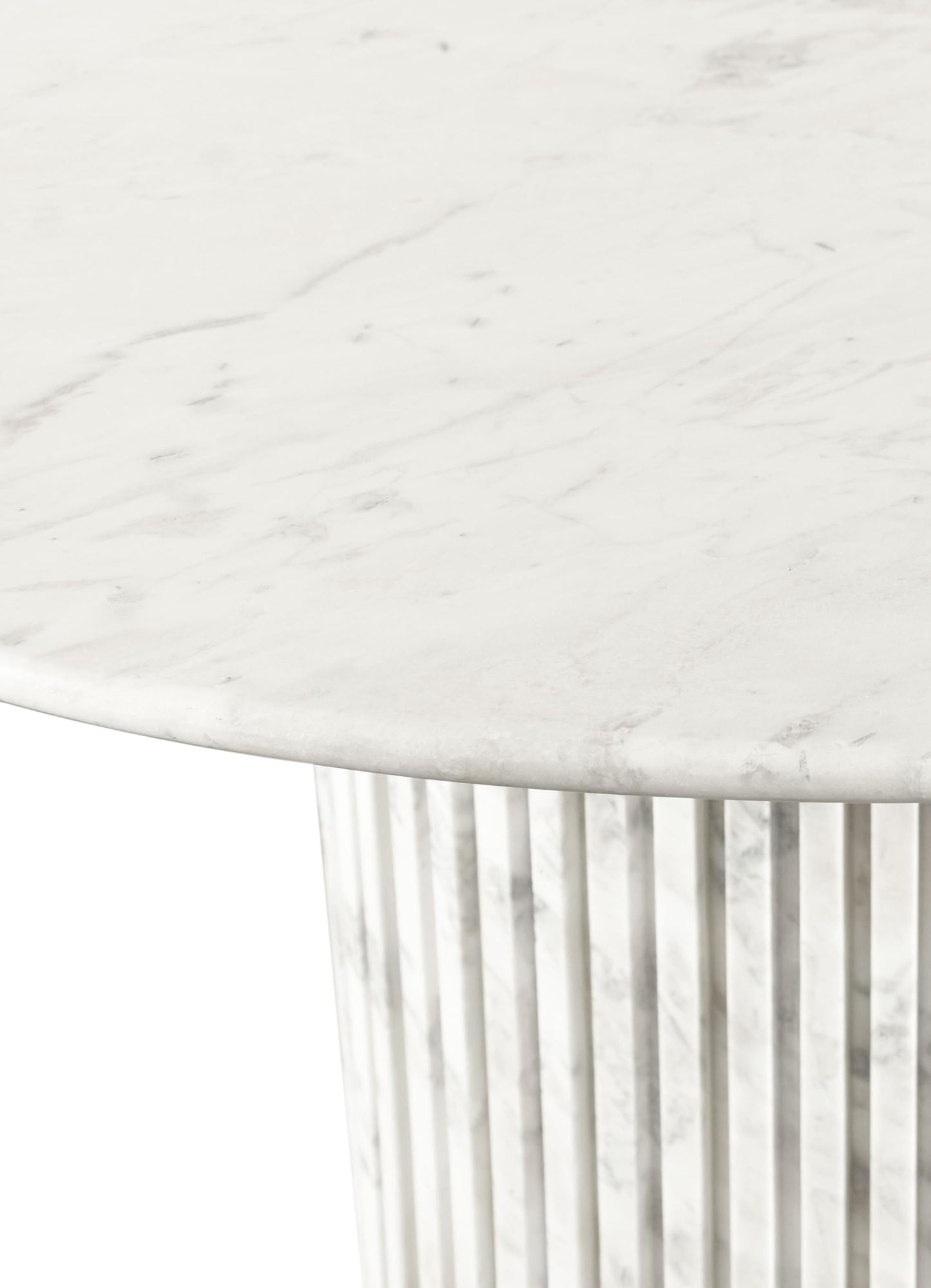 Meridian Furniture 248White-DT48 Genoa Collection Art Deco Dining Table with Handcrafted Genuine Marble, White Marble with Light Grey Veining, 48" W x 48" D x 30" H, White