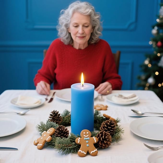 Set of 3 Different Size Light Blue Pillar Candles, Unscented Dripless 2.75x3, 2.75x4, 2.75x6 Inch Long Lasting Cylinder Wax Candles for Home Power Outage Dinner Table Decoration