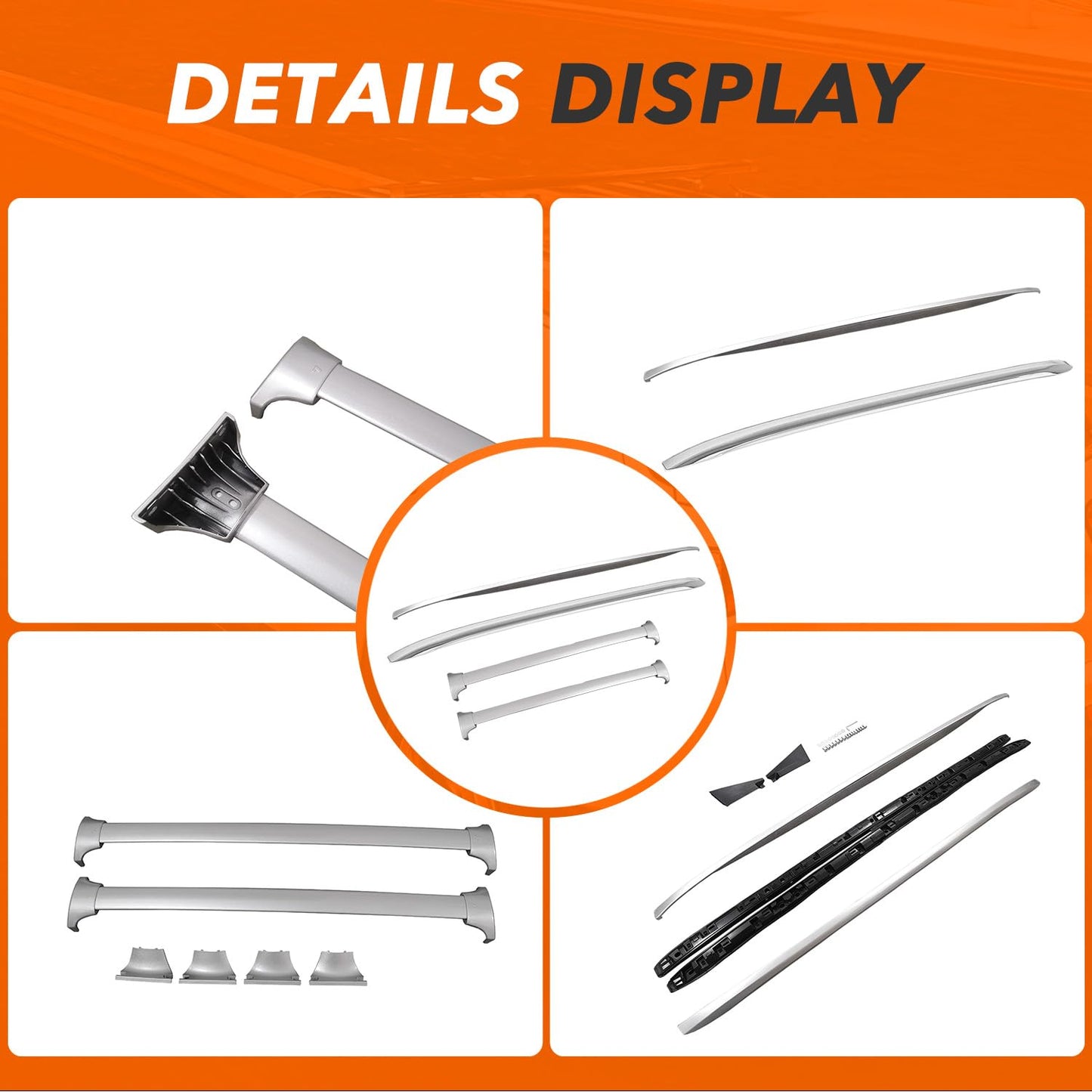 Posris Roof Rack Side Rails and Cross Bars for Honda Pilot 2016 2017 2018 2019 2020 2021 2022 Luggage Carrier Silver
