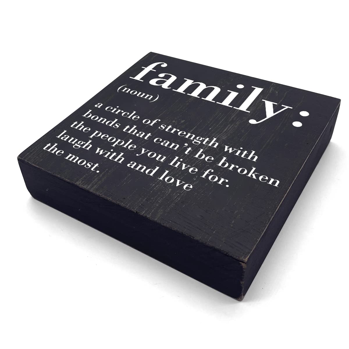 HTBIG Family Noun Family Quotes Desk Decor Wooden Box Sign Inspirational Rustic Black Wood Block Plaque Box Sign for Home Farmhouse House Kitchen Bathroom Living Room Shelf Table Decoration