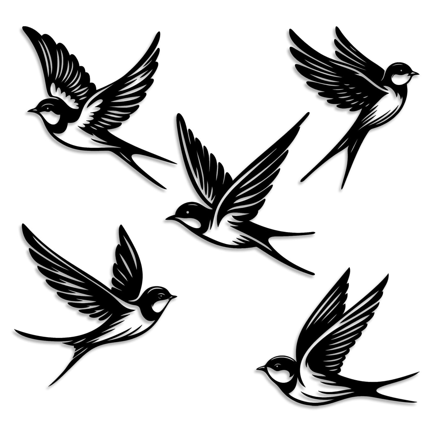 LIYOUYA 5 Pieces Metal Bird Wall Decor - Rustic Farmhouse Room Decor Simple Bird Flock Black Wall Art Home Decor for Living Room, Bedroom, Dining Room, Farmhouse (Black)