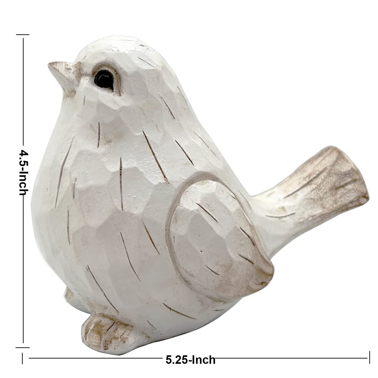 realideas New White Modern Farmhouse Bird Figurine, Bird Statue Sculpture - Carved Rustic Distressed Animal Bird Ornaments - Home Decor Accents Collectible Bird Figurine | Spring
