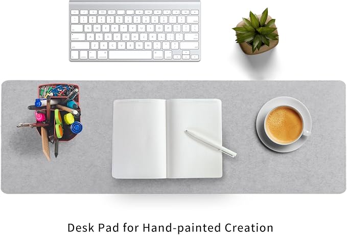 DawnTrees Felt Desk Pad,Keyboard Mat (35.8" x 11.8"),Large Felt Mouse Pad,Computer Desk Mat XL,Desk Protector for Office (Light Gray)