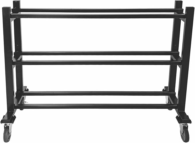 Champion Sports Deluxe Heavy Duty Basketball Storage Cart with Locking Swivel Caster Wheels (Black)