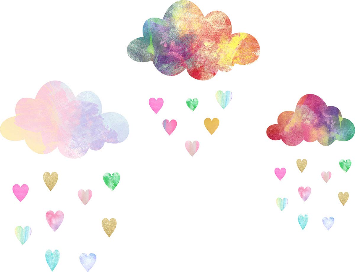 Cloud Wall Decals Heart Wall Decals Removable Peel and Stick Nursery Decal Baby Kids Room Decor