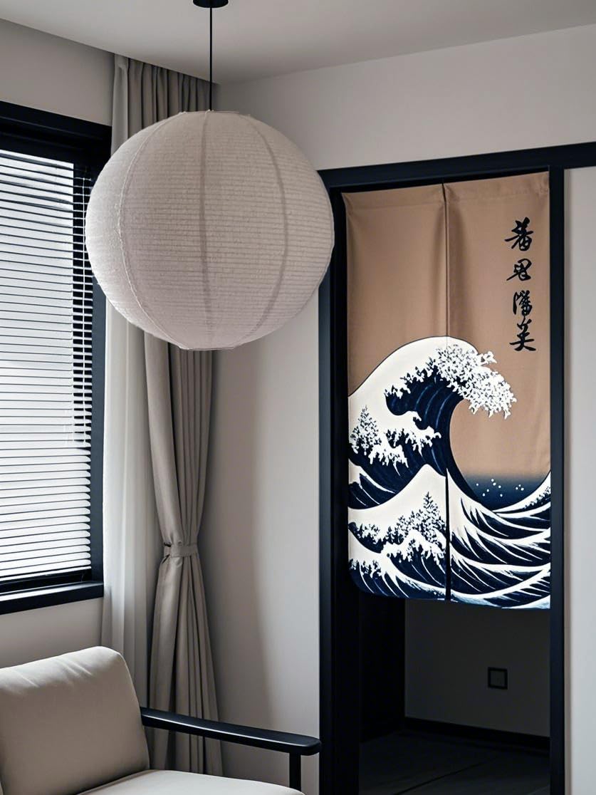 oetmilc Large Hanging Lamp shade 20INCH Round Linen Pendant Lamp shade Can replace paper lanterns Hanging Lantern Handmade Minimalist Decorations Suitable for Living room, Hallway Bedroom, and kitchen