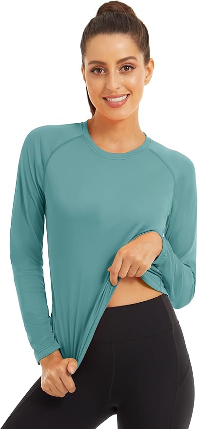 MAGCOMSEN Women's 2 Pack Long Sleeve Shirts UPF 50+ Sun Protection Quick Dry Swim Shirt for Rash Guard Fishing Workout