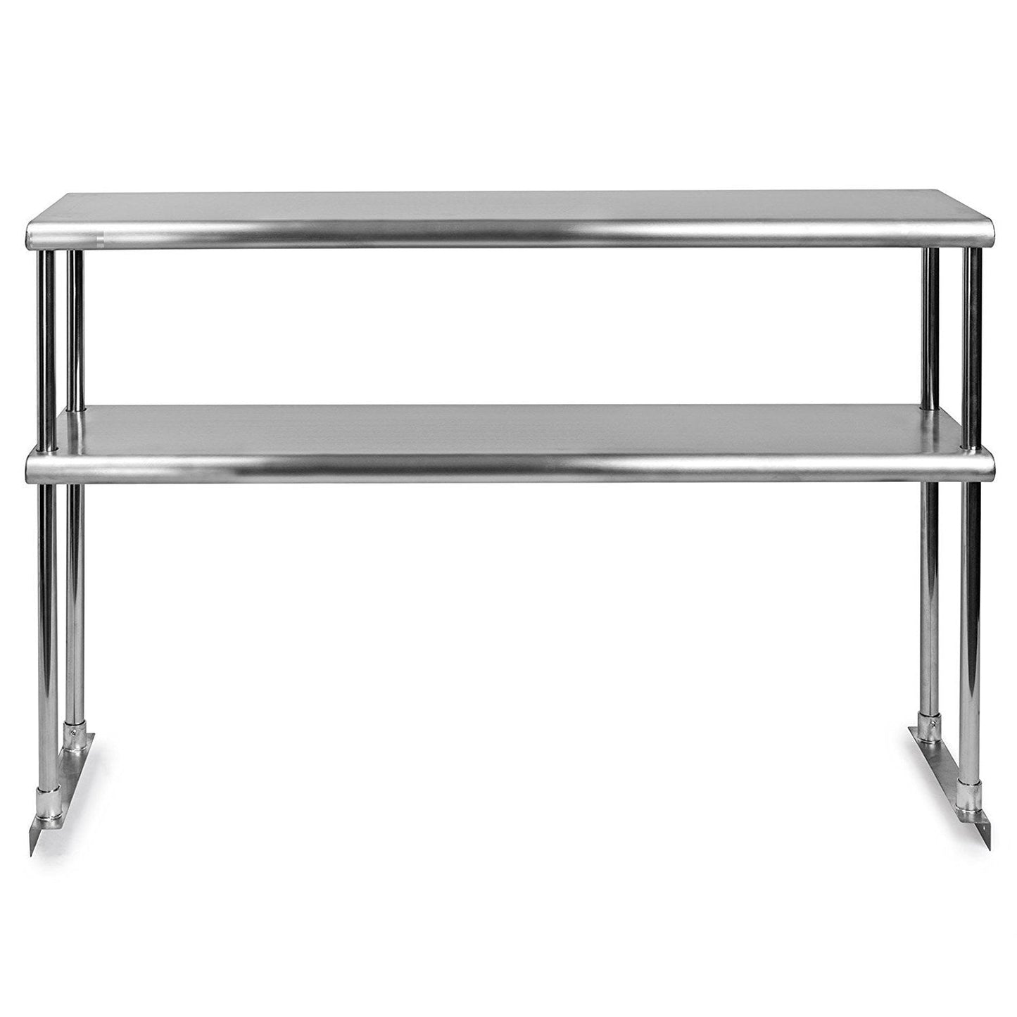 KPS Stainless Steel 2-Tier Overshelf – 14" x 48" NSF Certified Adjustable Double Shelf for Commercial Kitchen Prep Tables