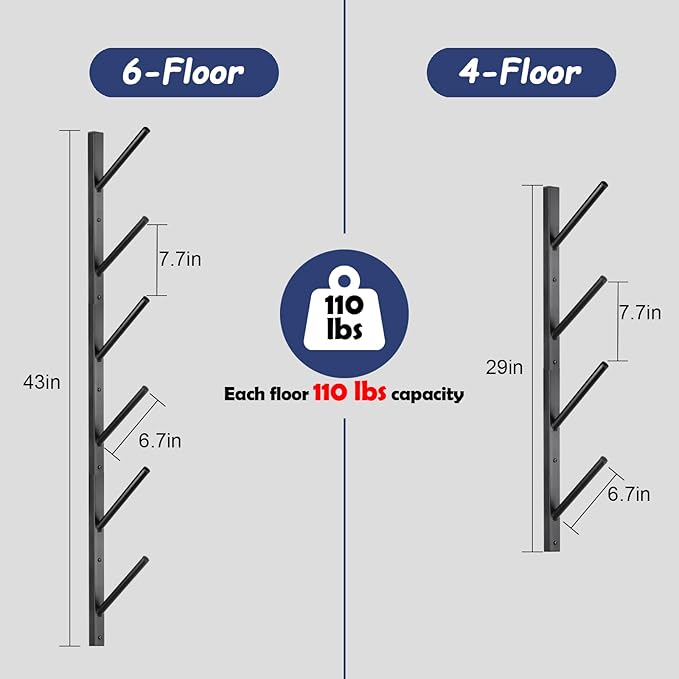 Skateboard Rack Wall Mount ??Skateboard Wall Hanger, Snowboard Display Wall Mount, Ski Holder | 6-Floor Skateboard & Ski & Snowboard Storage Rack | Snowboard & Ski Lover Gifts