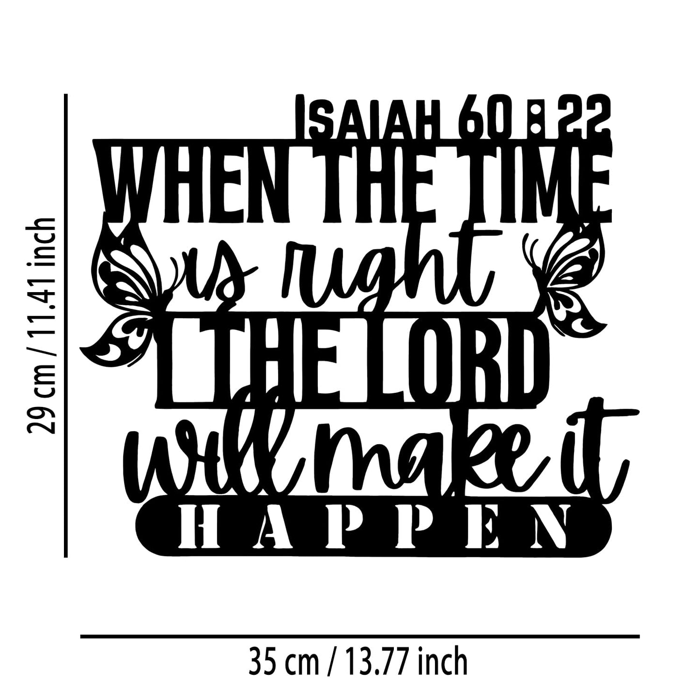 Isaiah 60 22 Butterfly Metal Wall Decor - Christian Faith Room Decor Motivational Inspirational Scripture Wall Art Home Decor for Living Room, Bedroom, Dining Room, Office (Black)