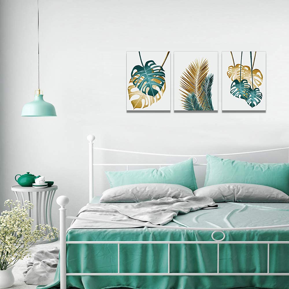 Canvas Wall Art For Living Room Family Wall Decoration For Bedroom Kitchen Dining Room Wall Decor Abstract Painting Leaves Wall Pictures Artwork Office Canvas Art Prints Bathroom Home Decor 3 Piece