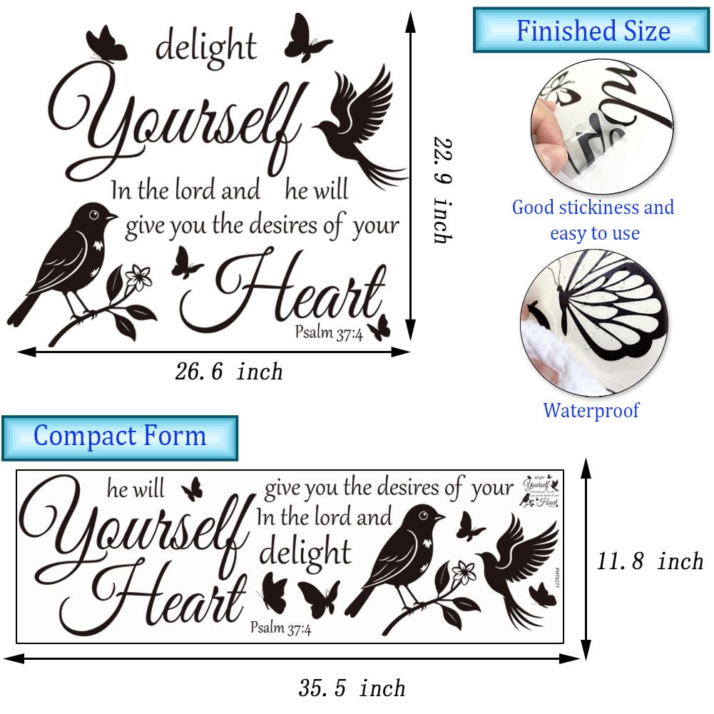 Bible Verse Wall Decal Inspirational Christian Wall Art with Birds & Butterflies | Easy to Apply Removable Vinyl Sticker for Home, Living Room, Bedroom, Church Decor
