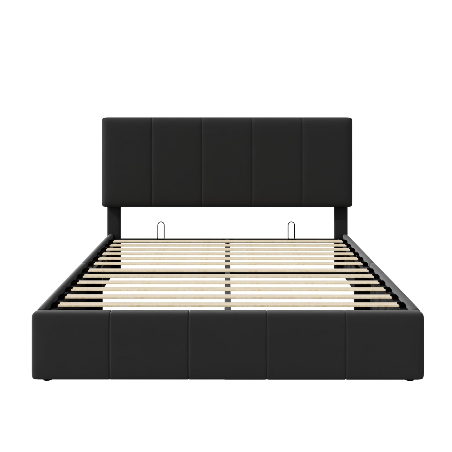SHA CERLIN Queen Size Lift Up Storage Bed Frame, Adjustable Headboard, Hydraulic Support, Velvet Upholstered, Easy Installation, No Box Spring Needed, Black