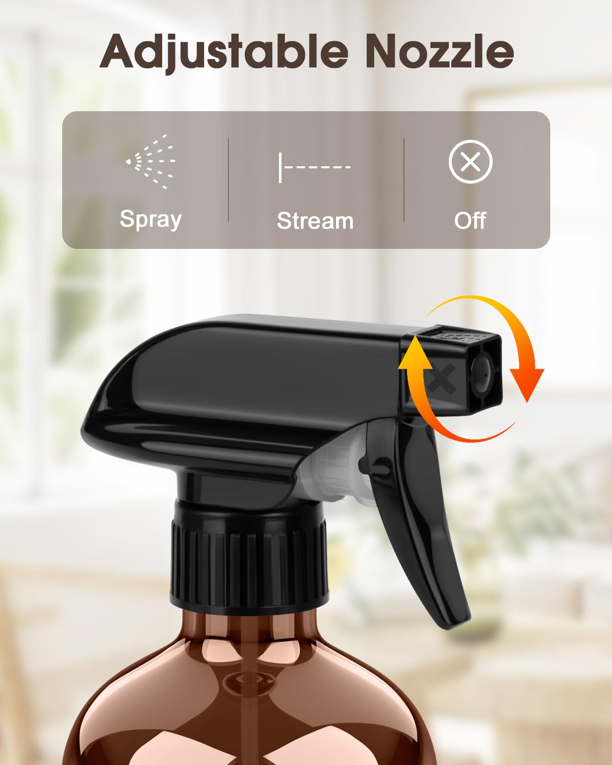 Bontip Glass Spray Bottle with Silicone Sleeve Protection, Amber Glass Spray Bottle Set for Window Cleaner Aromatherapy Facial Hydration Watering Flowers Hair Care 2 Pack/16 oz (Black & Orange, 16 oz)