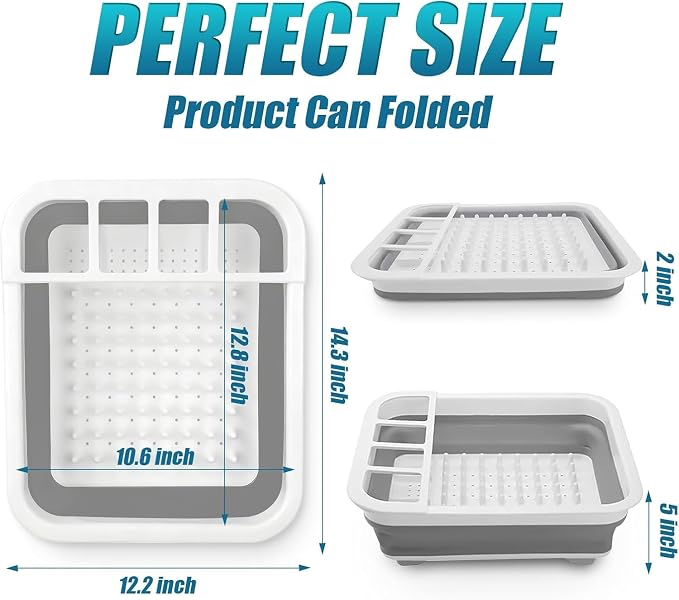 4 Pack Collapsible Dish Drying Rack Portable Dish Rack for Kitchen RV Campers Travel Trailer - Space Saving Kitchen Storage Tray, Send Goods from Local Warehouse