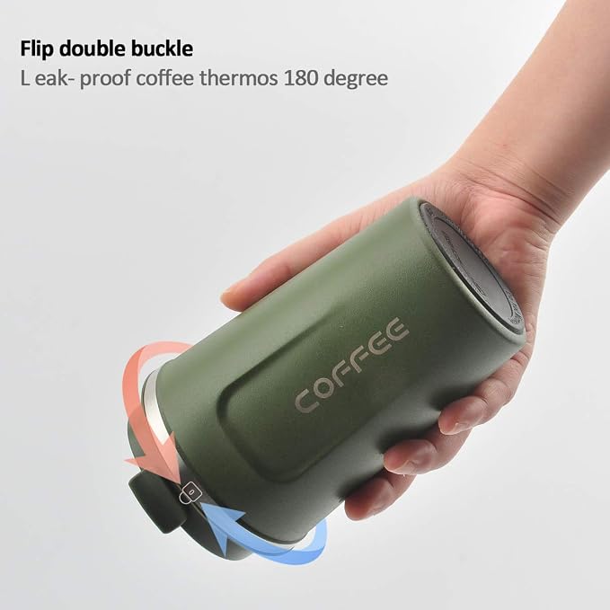 CS COSDDI 12 oz Stainless Steel Vacuum Insulated Tumbler - Coffee Travel Mug Spill Proof with Lid - coffee Cup for Keep Hot/Ice Coffee,Tea and Beer (Green)