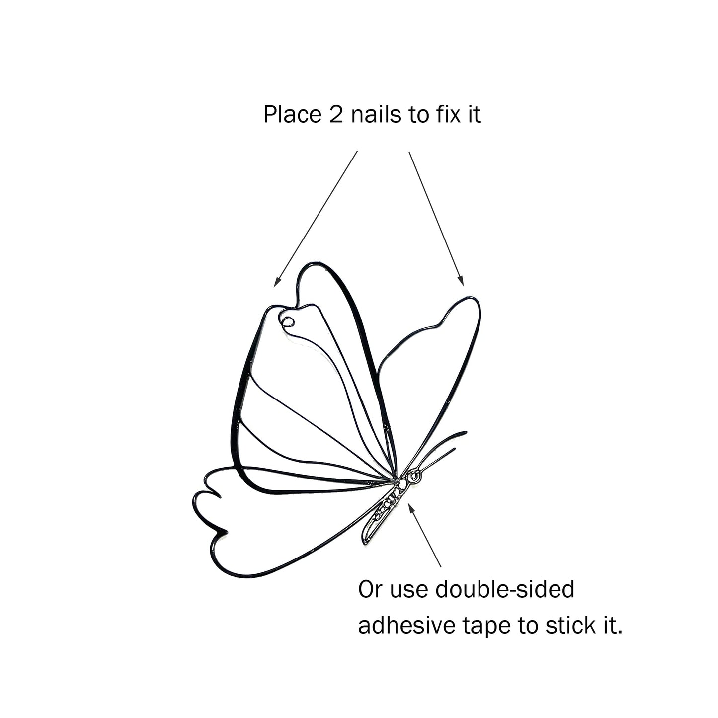 EONBES Black Metal Butterfly Wall Art Wall Decor Wall Sculpture Wall Hanging, Steel Metal Line Art, for Living Room Bedroom, 2 Pieces