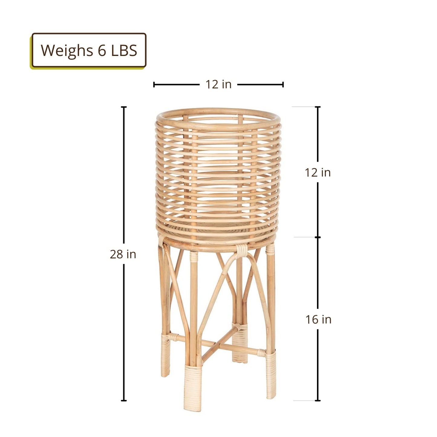 KOUBOO Rattan Indoor Plant Stand - Plant Holder, Rattan Shelf, Tiered Plant Stand, Planter Display, Home Storage for Plant Pots, Medium, Natural Brown