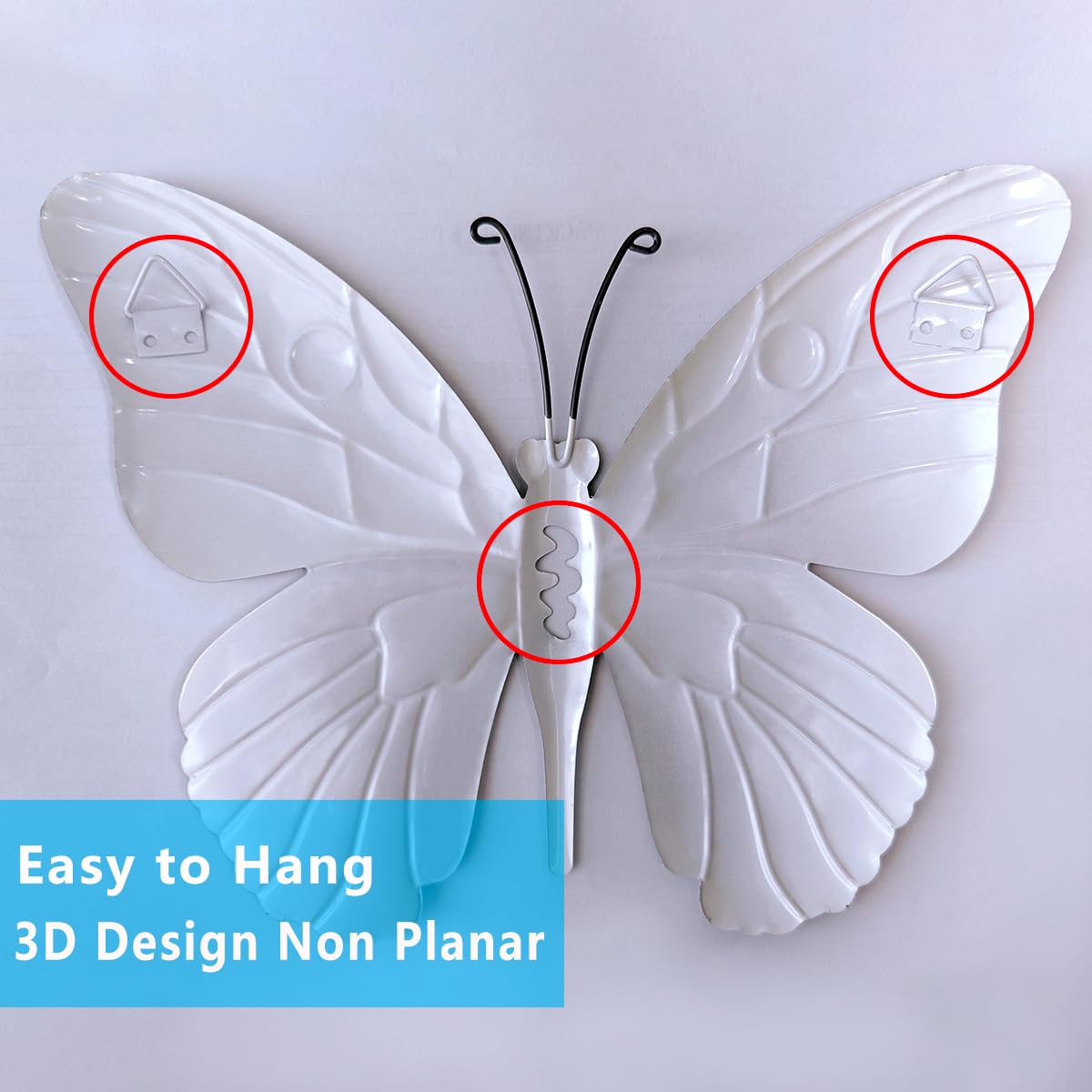 Daogtc Metal Butterfly Wall Decor - 9.6" Outdoor Fence Wall Art Decor, Hanging Decoration for Garden Yard Living Room Bedroom Patio Balcony(4 Pack)