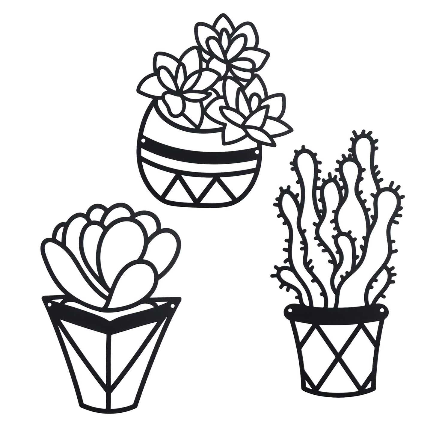 OYEFLY Cactus Metal Wall Art,Modern Metal Wall Decors Plant (3 Pcs)