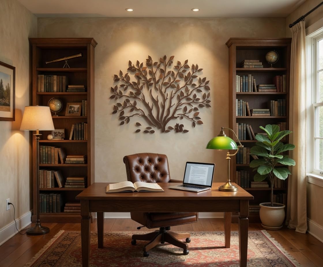 Handmade Solid Wood Oak Tree Wall Art – Environmentally Friendly Natural Wood, Artisan Carved DIY Wall Decor for Living Room, Bedroom, Yoga Room, Reading Nooks, Office, 79"Wide x 59"High