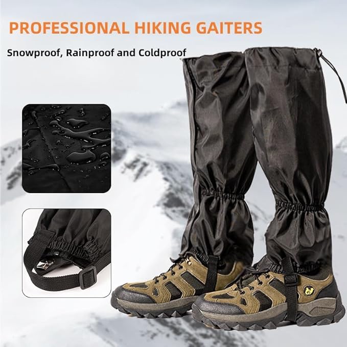Leg Gaiters, Waterproof,Lightweight and Adjustable, Snow Boot Gaiters, for Men and Women Hiking, Walking, Hunting, Backpacking,Skiing, Mountaineering